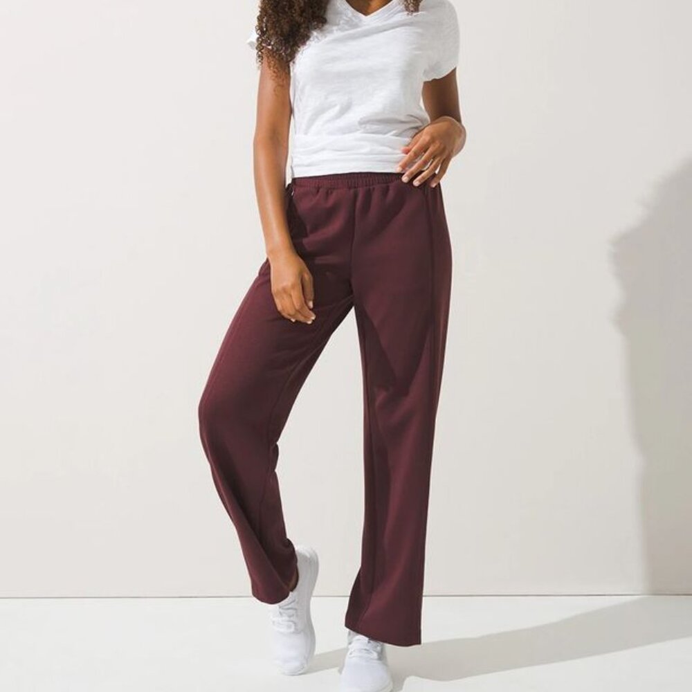Soma WKND Tech Scuba Burgundy Track Pants Lounge Cozy Comfy Pajama Minimalist